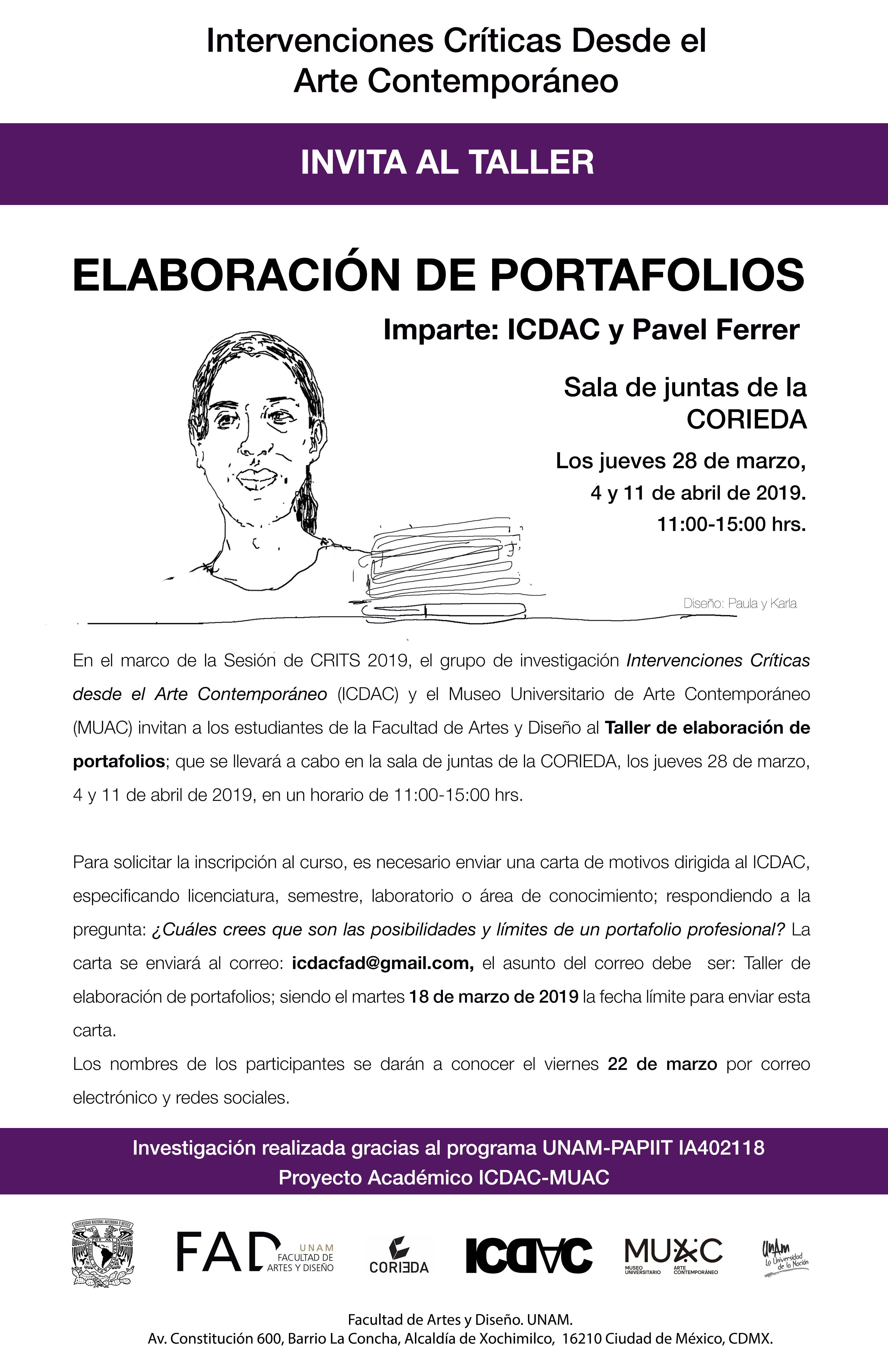 Taller de elaboración de portafolios impartido por el ICDAC y Pavel Ferrer