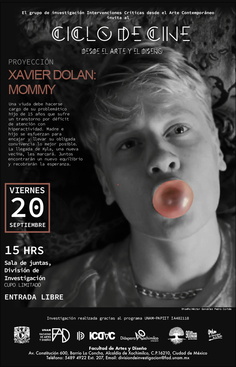Proyección Xavier Dolan:Mommy. Ciclo de Cine desde el Arte y el Diseño.